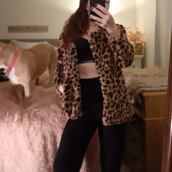 Jackets & Blazers - Faux Fur Leopard Jacket Plush Small